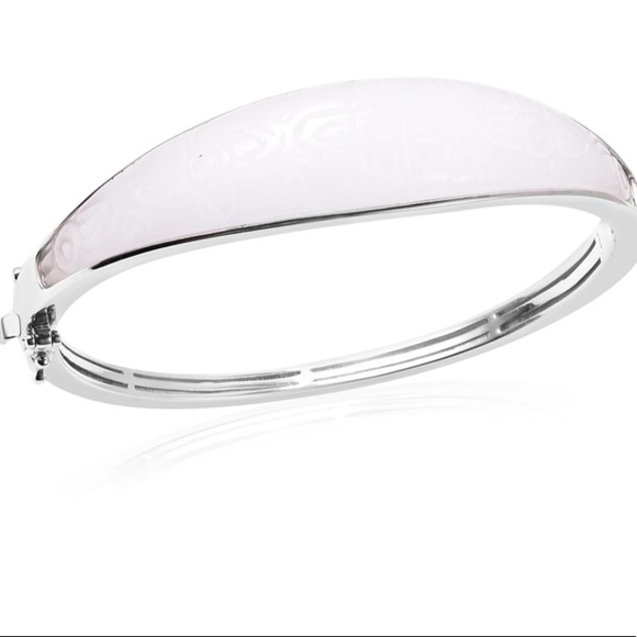 White Jade Carved Bangle Bracelet